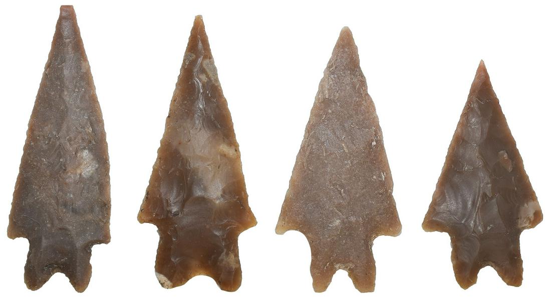 Four Pedernales Points. TX. All good old examples of: Four Pedernales Points. TX. All good old examples of similar size (2 1/2" to 3"). Variations of Root Beer Edwards