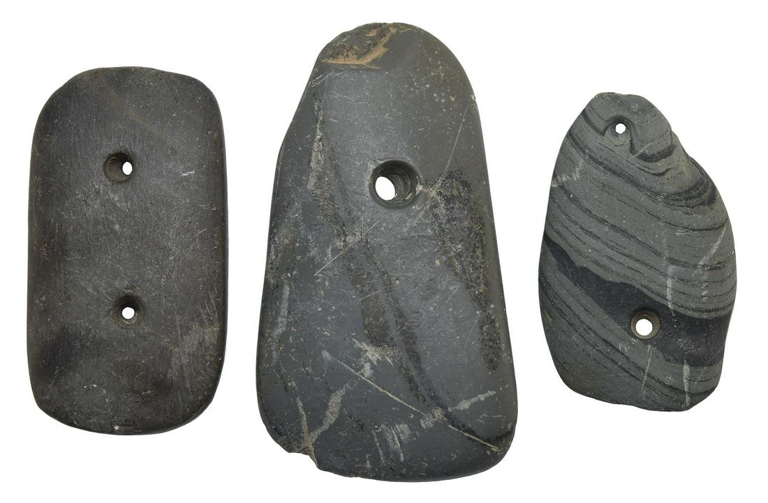 3 Pieces of Ohio Slate. 2 3/4"-3 3/4". Ex-Millard: 3 Pieces of Ohio Slate. 2 3/4"-3 3/4". Ex-Millard Collection