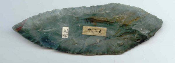 Archaic Knife: 59. 4 15/16" Archaic Knife. OH. Green. Ex-Luther Smith