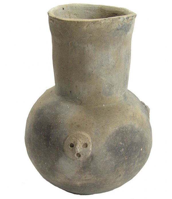 Face Medallion Pot, Davis COA: 82. 6 1/2" Face Medallion Pot. AR. Restored. Nice example. Davis COA.