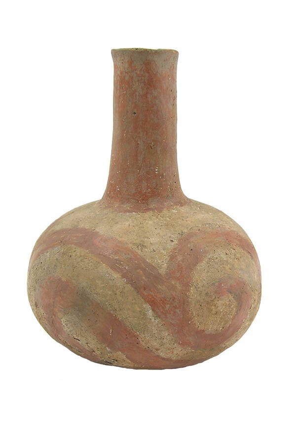 Red and White Swirl Bottle: 171. 8 1/4" Red & White Swirl Bottle. AR.