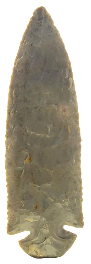 5" Dovetail. Logan Co, KY. Flint masterpiece.: 5" Dovetail. Logan Co, KY. Flint masterpiece. Detailed flaking. Finely patinated Hornstone. Ex-Doug Underwood, Earl Townsend (T-4906), Jean Boardman, Walter Nelson. Pictured in Townsend's 2011 sale ca