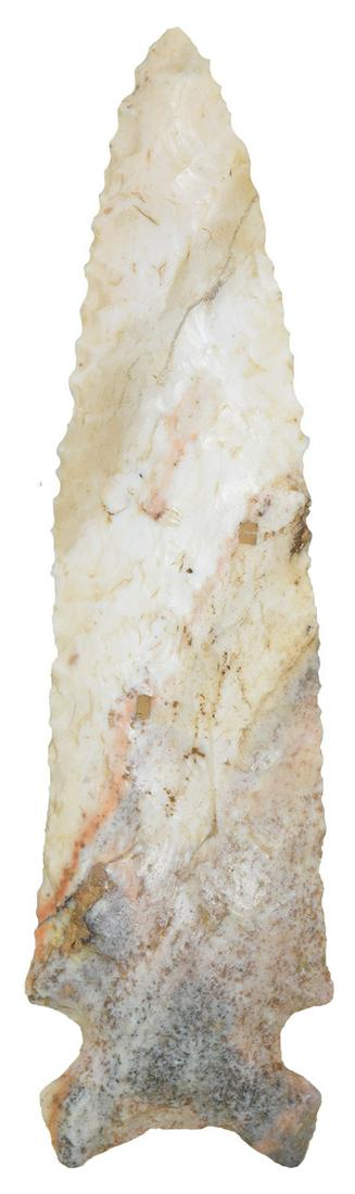 5 1/16" Osceola. Fulton Co, IL (London Mills).: 5 1/16" Osceola. Fulton Co, IL (London Mills). Colorful Avon Chert. Well made (two small worn over stacks). Very good condition. Found by Richard Clark in 1984. Putty G9 COA