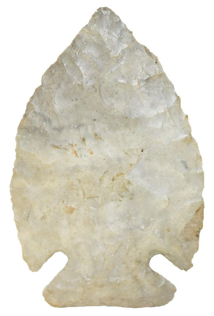 2 9/16" Kirk (Jack's Reef). Rpgers COA. Ohio.: 2 9/16" Kirk (Jack's Reef). Ohio. Thin, well made. Mottled gray Coshocton. Ex-Doug Underwood, Karl Kilguss, Andy Parks. Davis G9, Jackson & Rogers COAs
