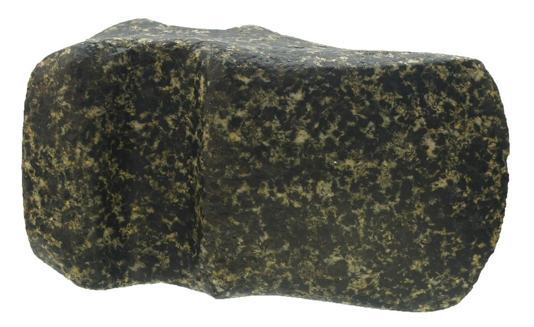 4 1/2" Flared Bit Keokuk Axe. Lee Co, IA. Highly: 4 1/2" Flared Bit Keokuk Axe. Lee Co, IA. Highly stylized with flared bit and fluted sides. Polished black and white Granite. Very good condition, small divot on back of pole. Ex-Gary Cuckler, Bruce F