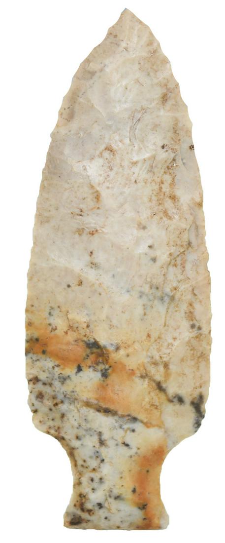 3 1/2" Tablerock. Adams Co, IL. Thin, very well made.: 3 1/2" Tablerock. Adams Co, IL. Thin, very well made. Colorful chert. Ex-Robert Lee. Putty G10 COA