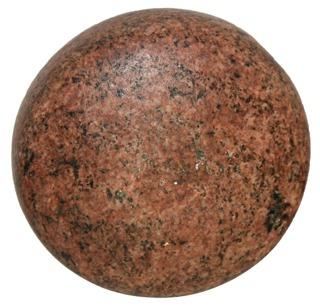 3 1/2" Biscuit Discoidal. MO. Excellent symmetry.: 3 1/2" Biscuit Discoidal. MO. Excellent symmetry. Finely polished black, red and pink Elephant Rock Granite. G10
