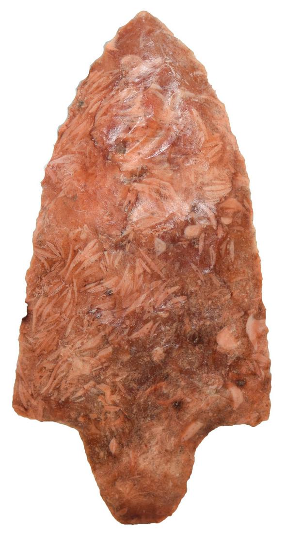 3 7/16" Marion. Ex- Beutell. Oxford Site near Albany,: 3 7/16" Marion. Colorful heat treated Rice Grain Chert. Oxford Site near Albany, GA. G10. Ex-Tommy Beutell