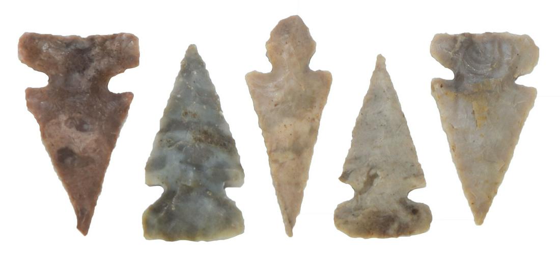 5 Spiro Mound Birdpoints. 3/4"-7/8". Ex-Cooperider Dr. (1 of 3)