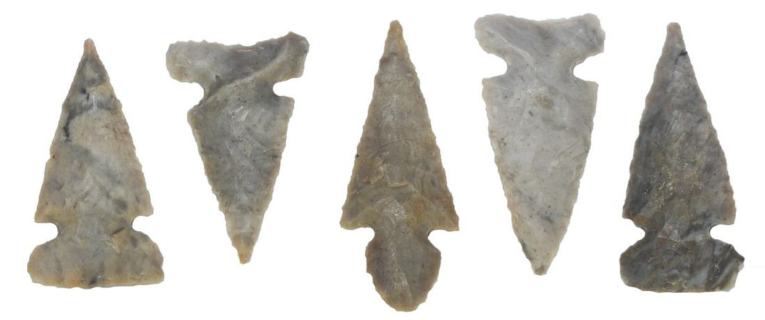 5 Spiro Mound Birdpoints. 3/4"-7/8"". Ex-Cooperider Dr. (1 of 4)