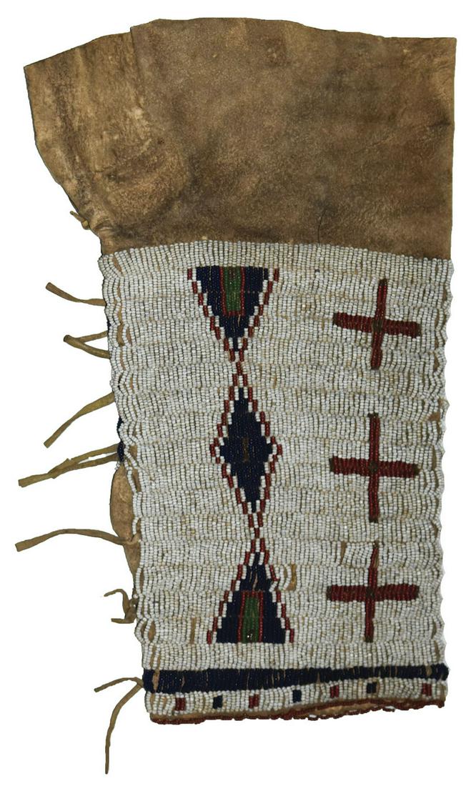 Nice 12" Sioux Beaded Sleeve. Leather with fully (1 of 4)