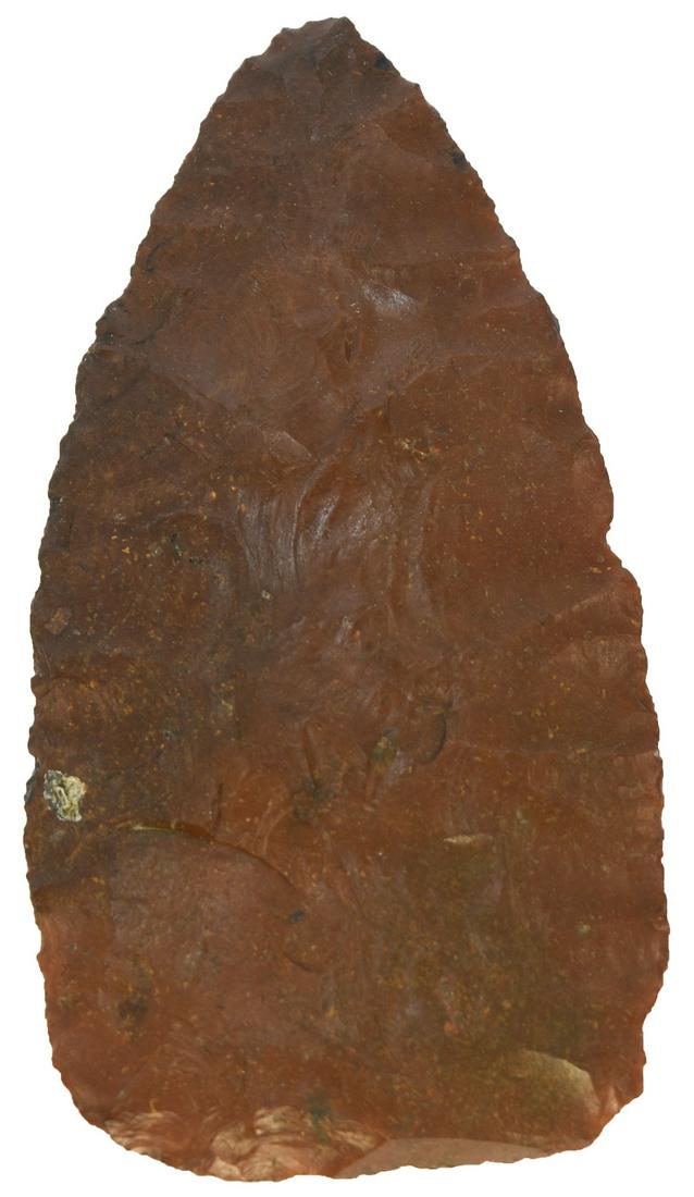 3 3/8" Paleo Blade. TN. Orange Jasper. Glossy. Ex-Kenny (1 of 3)