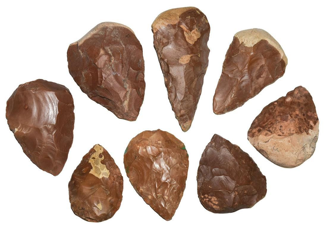 Group of 10 Paleolithic Hand Axes. 3"-4 3/4". France. (1 of 4)