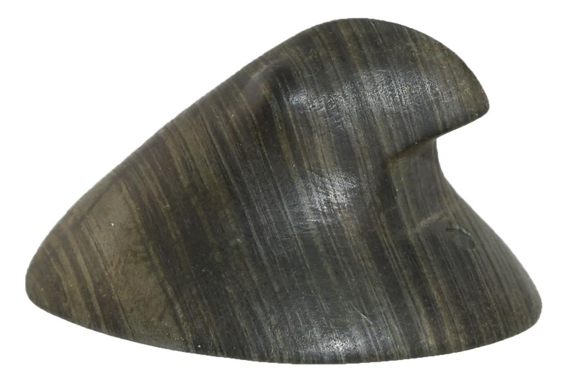 2 3/16" Bust Birdstone.  Darke Co, OH.  Banded Slate. (1 of 8)