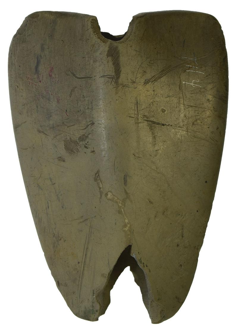 4 1/16" Shield Bannerstone.  New York.  Pretty olive (1 of 2)