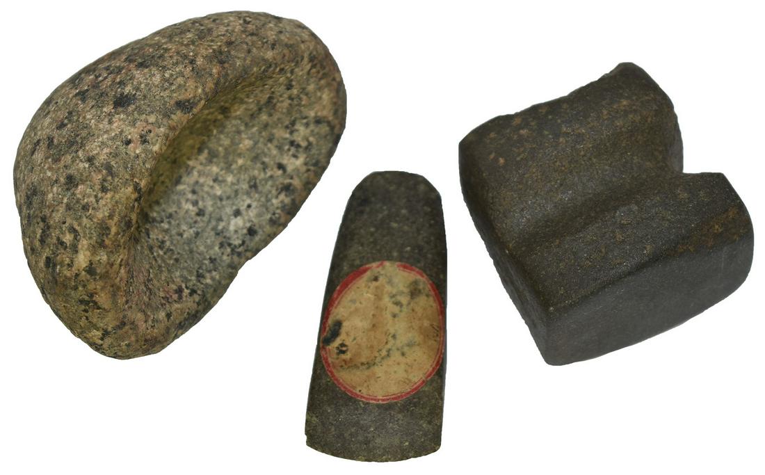 3 Hardstone Artifacts.   Cupped Boatstone Preform, (1 of 2)