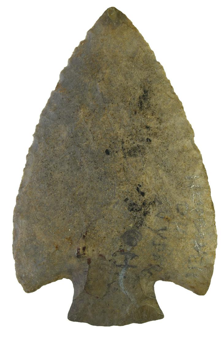 3 5/8" Hopewell. Southern OH. Wafer thin, very well: 3 5/8" Hopewell. Southern OH. Wafer thin, very well flaked. Nodular Hornstone. G10. Ex-Evan Maurer