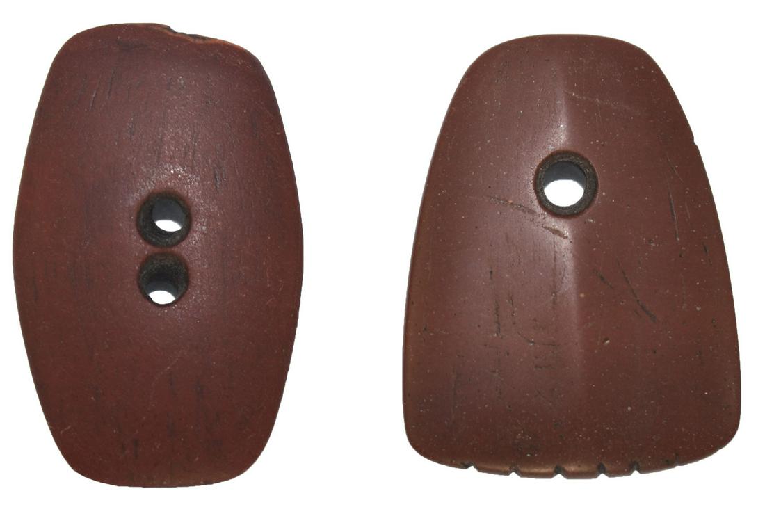 Two Historic Catlinite Pieces from Iowa.  1 5/8" (1 of 2)