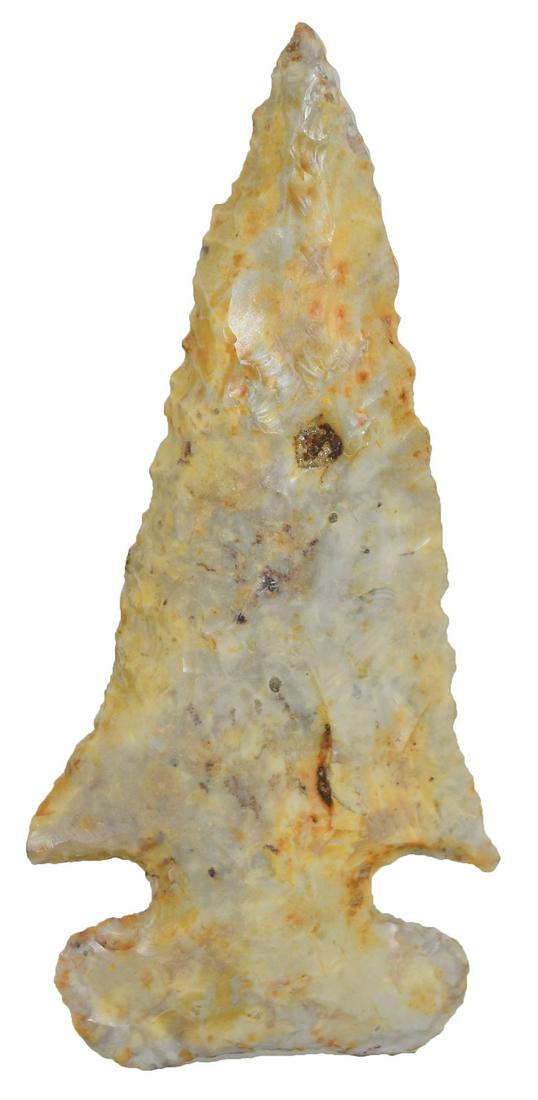 4 3/16" Thebes.  Wells Co, IN.  Glossy white chert with (1 of 3)