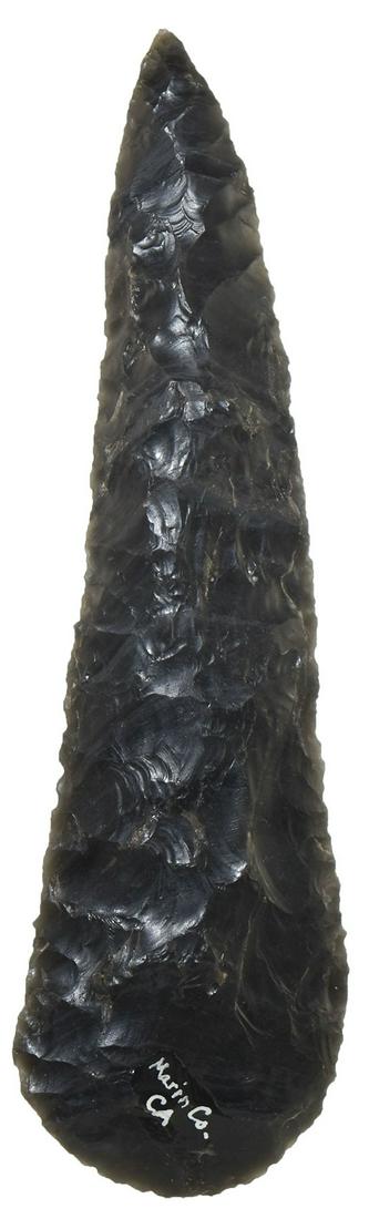 4 5/8" Obsidian Curved Blade.  Marin Co, CA. Dark, (1 of 2)