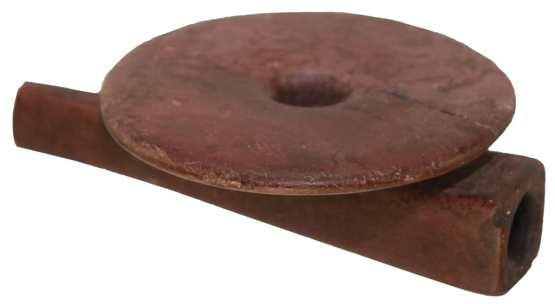 4 11/16" Catlinite Disk Pipe.  MN.  Old example with (1 of 7)