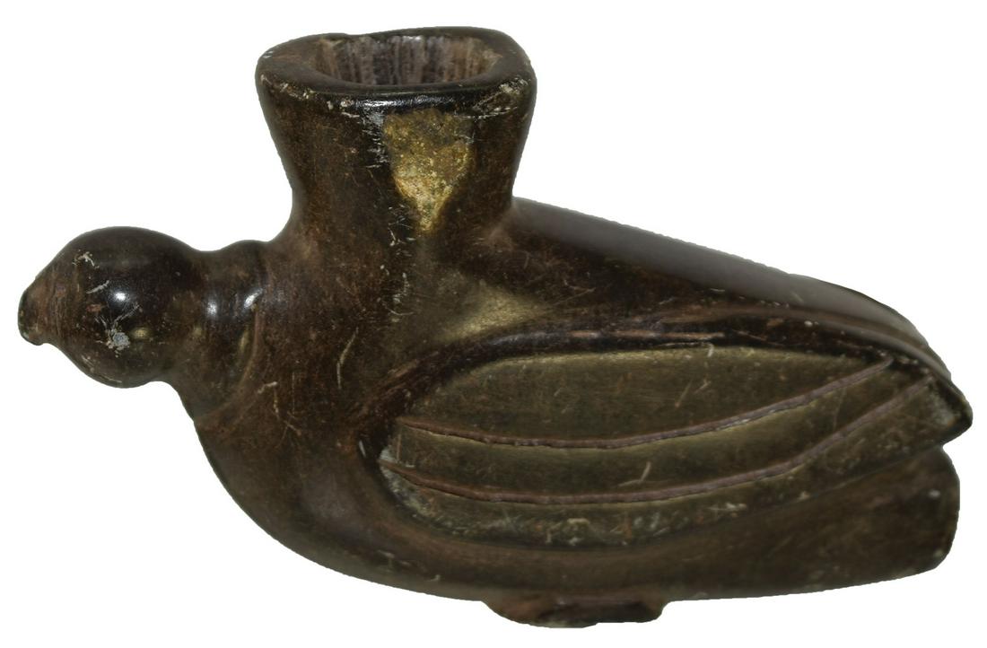 4 1/4" Cherokee Parrot Effigy Pipe.  1920's.   Heavily (1 of 4)