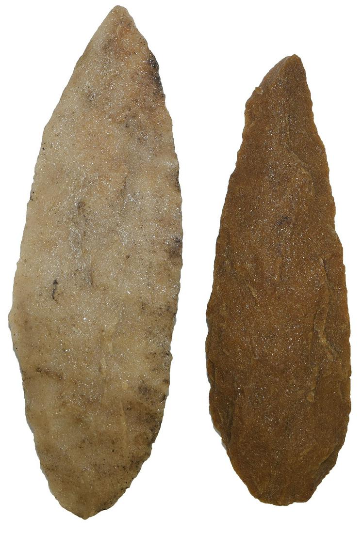 2 Hixton Blades.  4 3/8" & 5".  Local (Iowa) finds. (1 of 2)