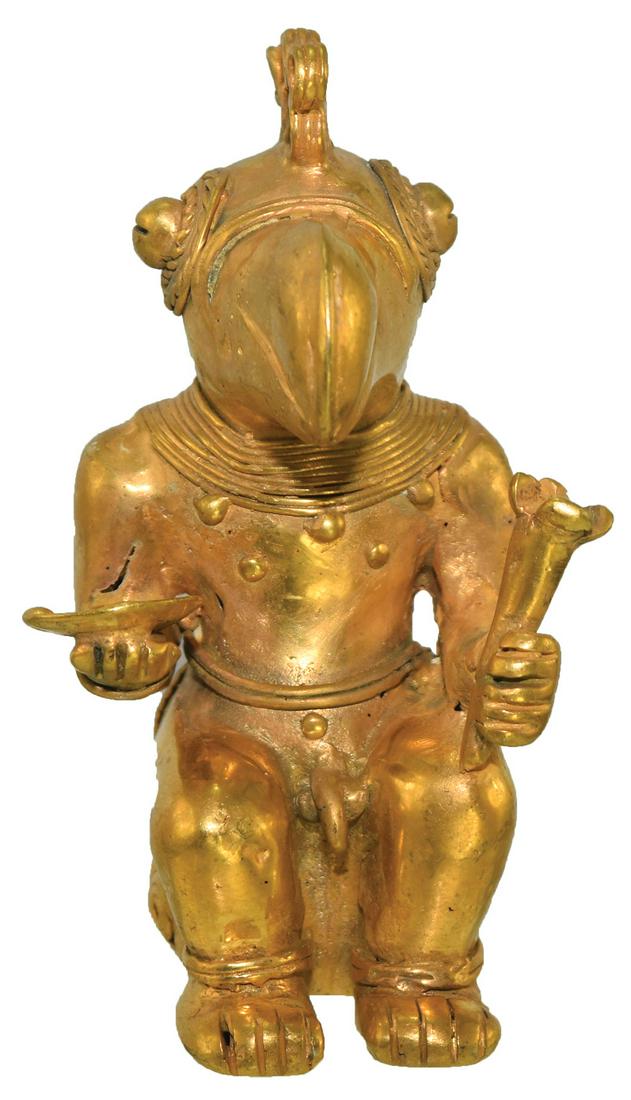 3 1/2" Tairona Birdman Effigy Pendant.  Gold content (1 of 4)