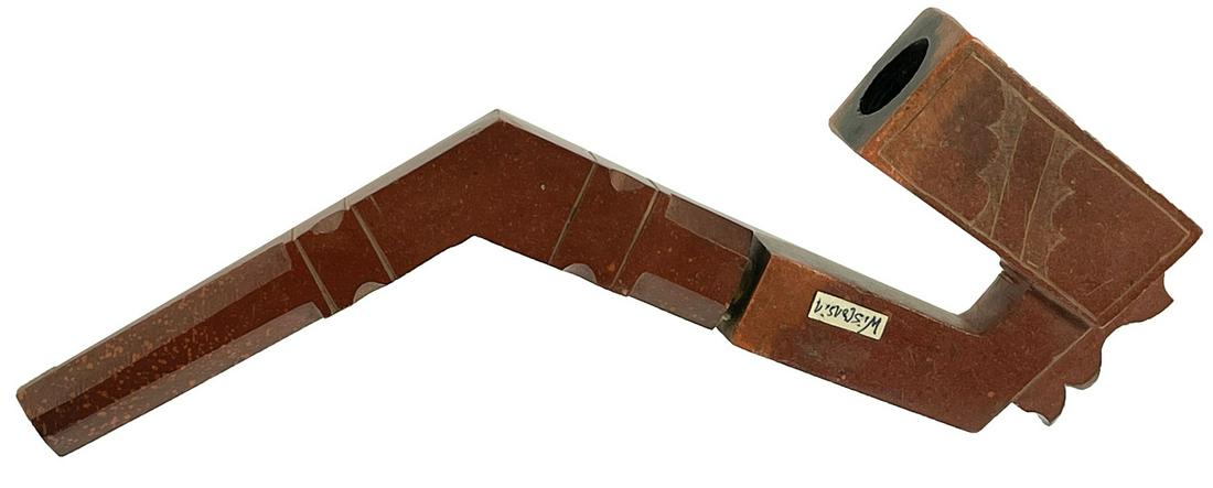 7 1/2" Engraved Catlinite Pipe and Stem. Wisconsin. (1 of 6)