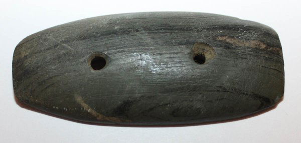 3 1/4" Slate Gorget. Indiana. Ex-Johnson: 3 1/4" Slate Gorget. Indiana. Ex-Johnson