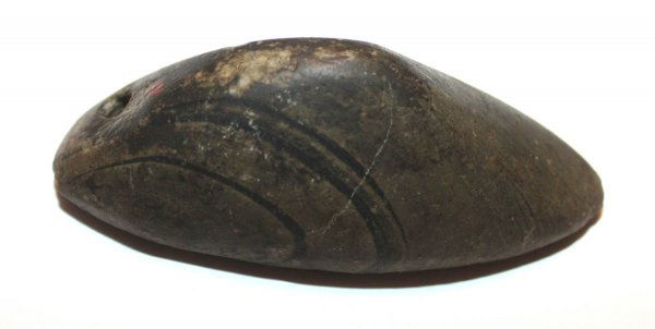 3 3/4" Humped Boatstone. IN. One hole drilled.: 3 3/4" Humped Boatstone. IN. One hole drilled. Ex-Dr. Pyle