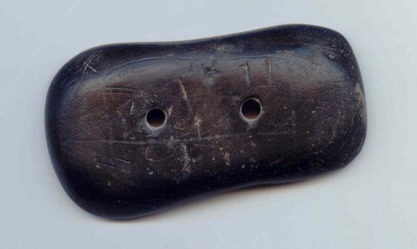 2 5/8" Miniature Gorget. Davis Paper. Ex-Johnson: 2 5/8" Miniature Gorget. Mercer Co, OH. Ex-Johnson, Norman Kley. Tallied. Davis G8 Paper