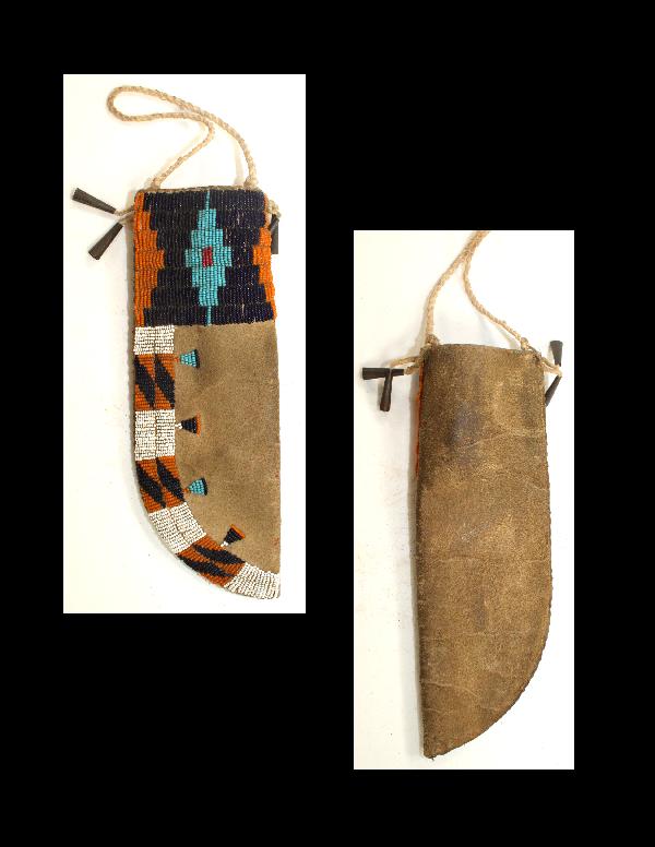 9 1/2" Beaded Knife Case. 1900's: 9 1/2" Beaded Knife Case. 1900's