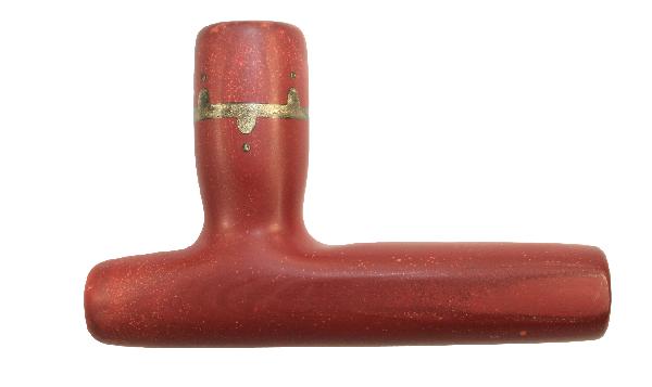 5" Catlinite Pipe with Pewter Inlay: 5" Catlinite Pipe with Pewter Inlay