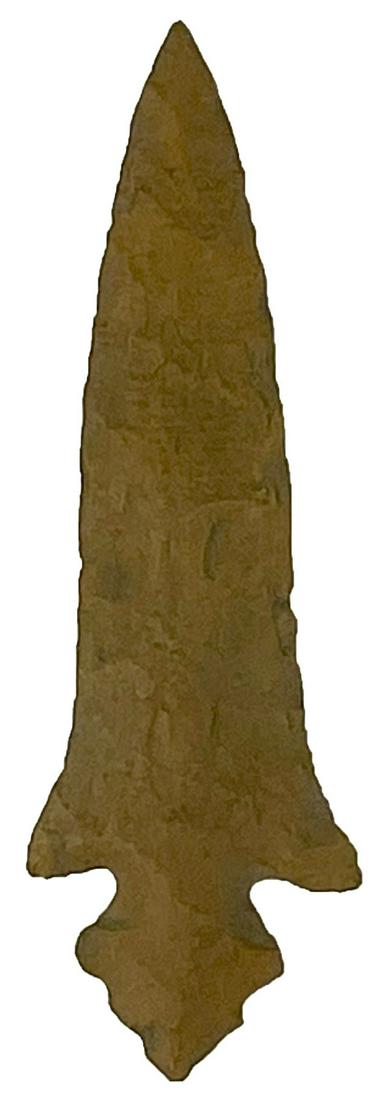 1 13/16" Caddo Hayes Point. Brown chert. Cricket base. (1 of 3)