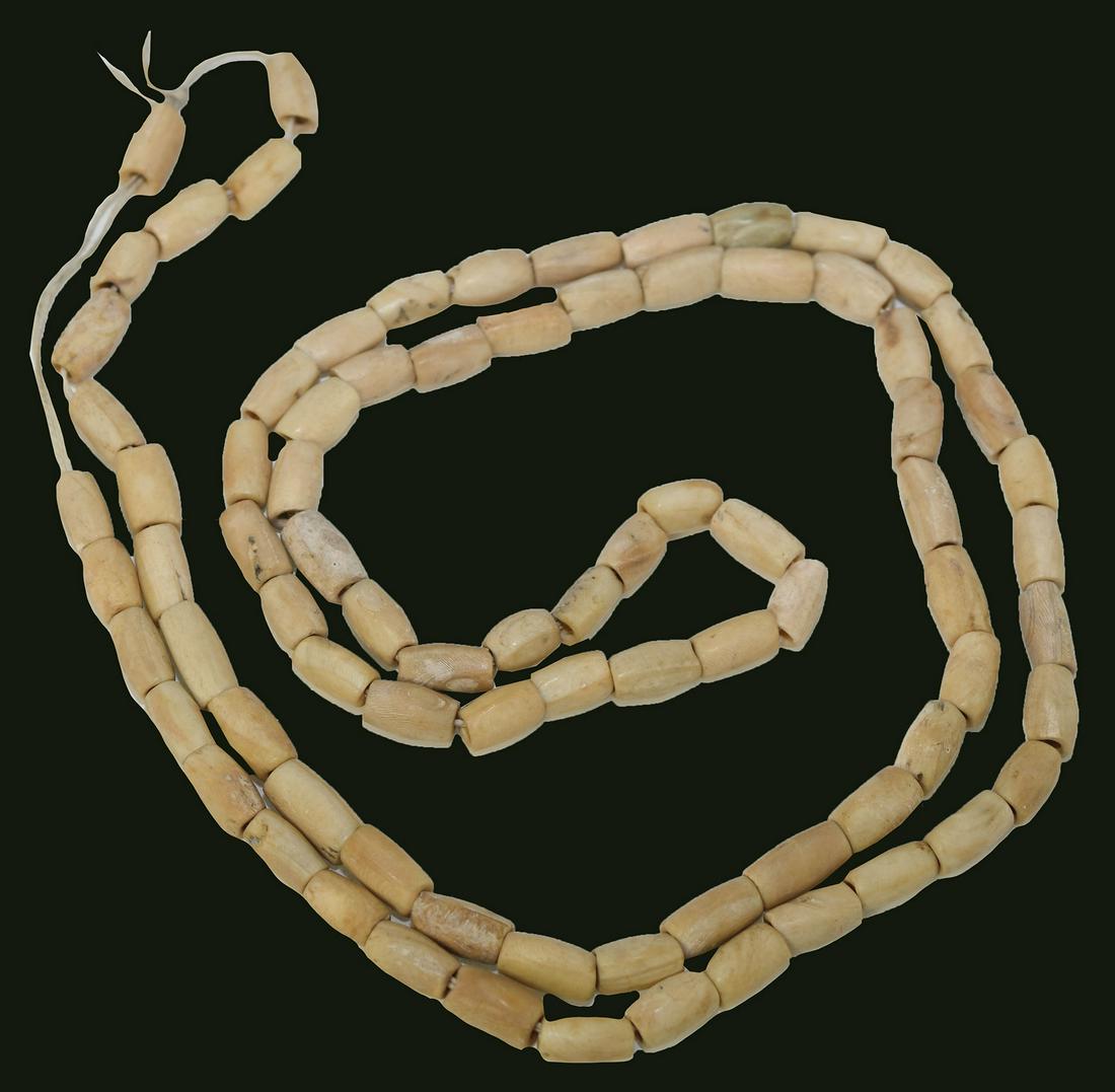 30" Strand of Carved Shell Tubular Beads. Spiro Mound. (1 of 1)