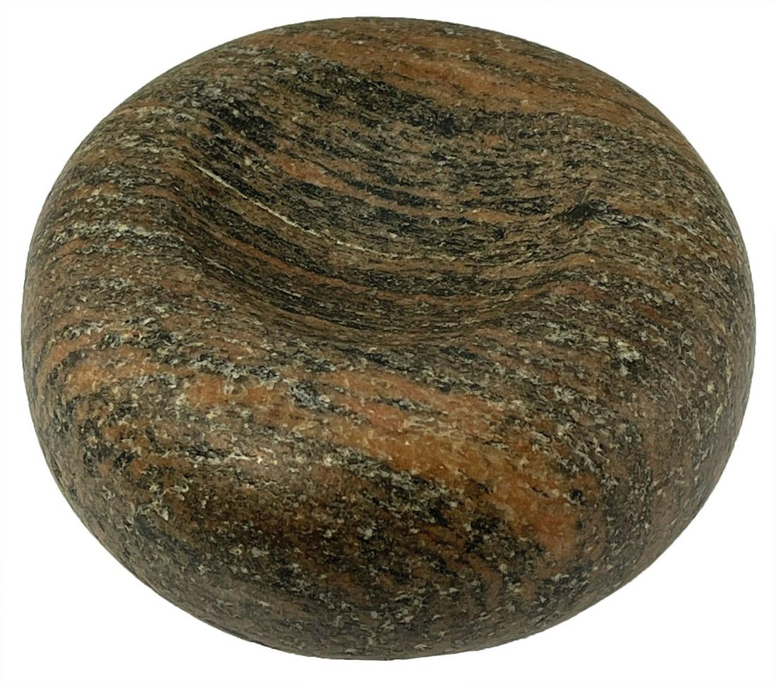 4 1/2" Jersey Bluff Discoidal. Striped Hardstone. Putty (1 of 7)