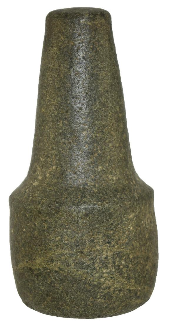 6 3/4" Tapered Pole Northwest Coast Pestle. WA.: 6 3/4" Tapered Pole Northwest Coast Pestle. Columbia River area, WA. Excellent condition. Polished green Hardstone. Good symmetry, fine display. Ex-Dr. John Mountjoy, Brian Beaulaurier