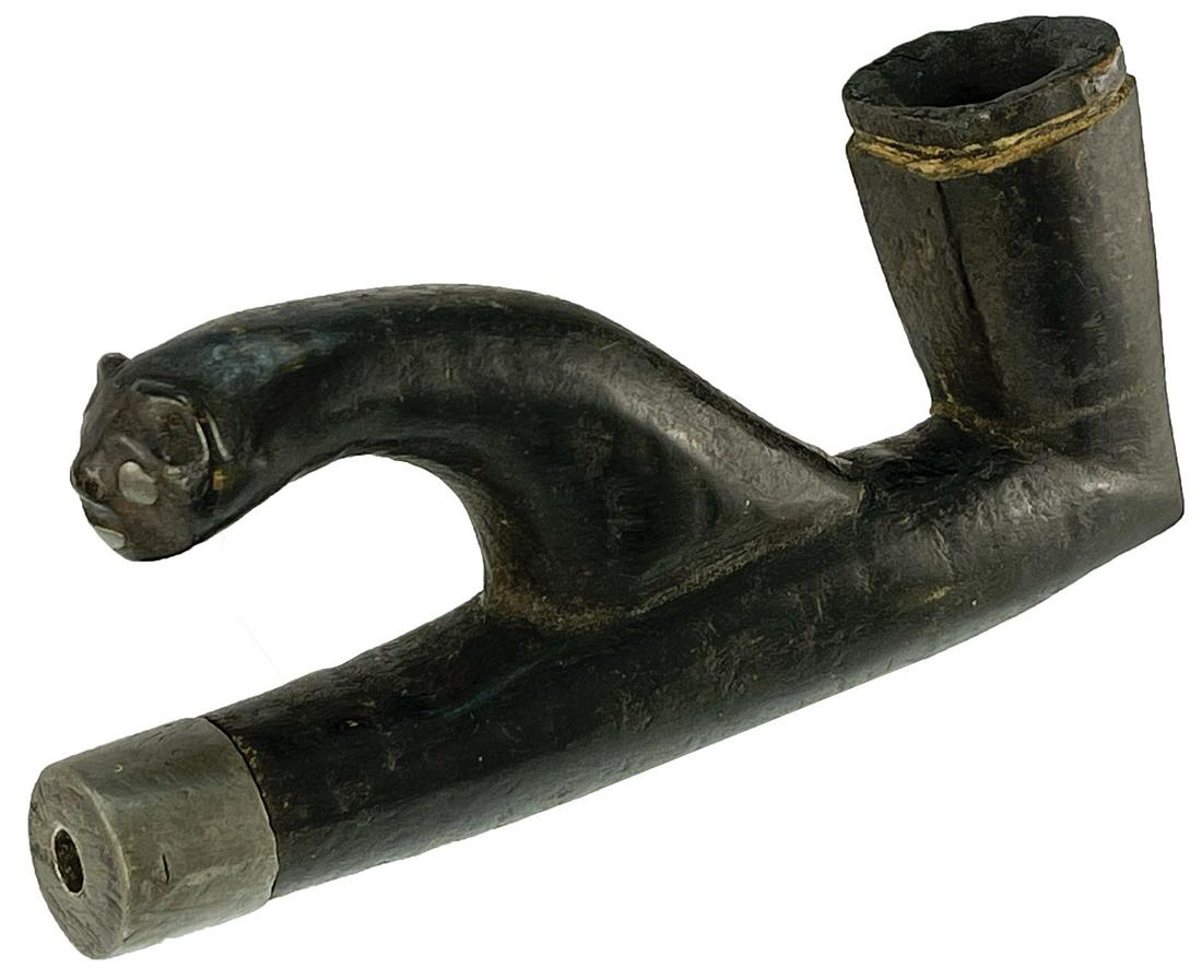 5 3/4" Historic Wood Effigy Pipe. Rare Historic Pipe. (1 of 7)