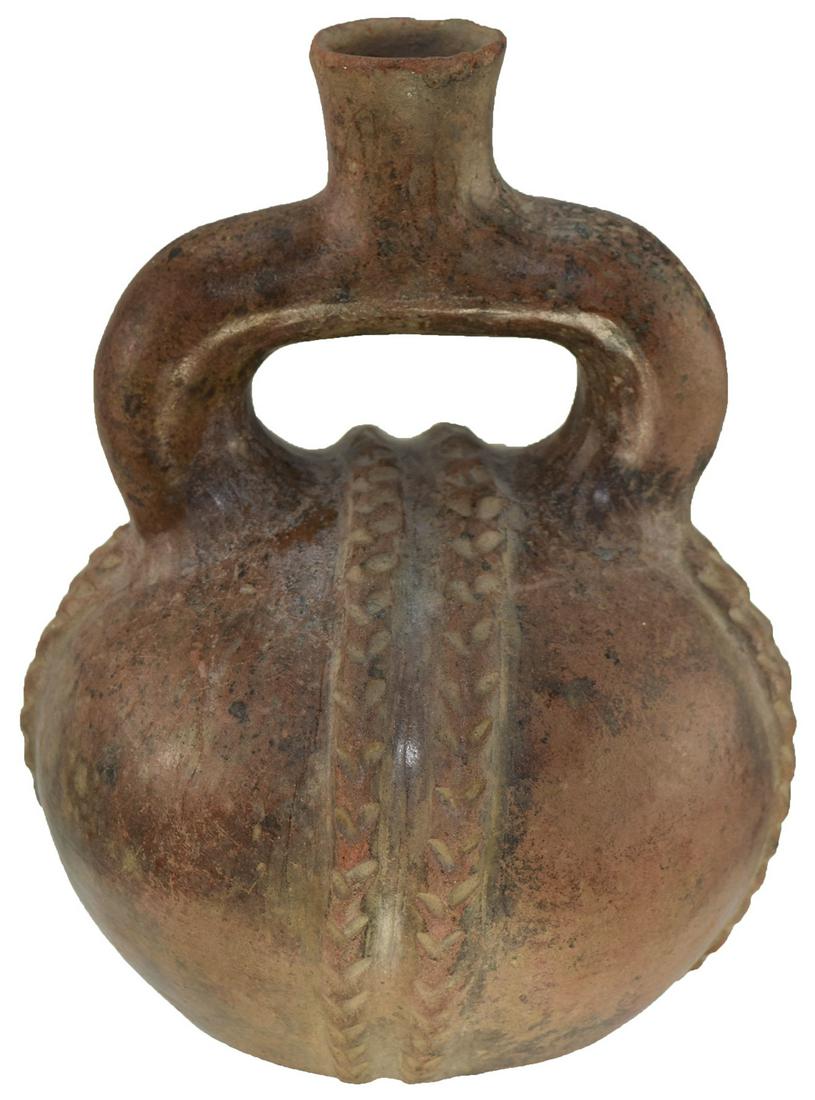 7 1/4" H. Chimu Stirrup Bottle. Peru. Solid. Jackson (1 of 7)