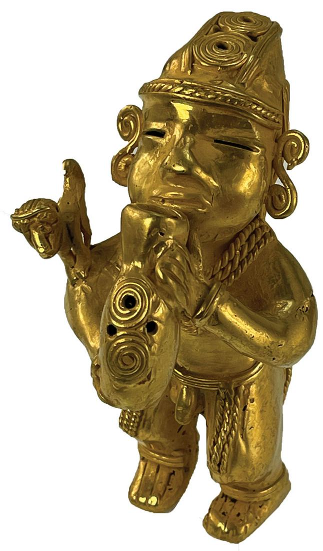 3 9/16" Tairona Male Effigy Figure. Gold content (1 of 6)
