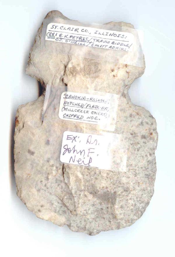 4 3/8" Notched Hoe. Pictured 1988 Neil Sale: 4 3/8" Notched Hoe. St. Clair Co, IL. Great history; ex-Fred Marsh, Dr. Neil, EK Petrie. Pictured in 1988 Neil Catalog. Putty G9 COA