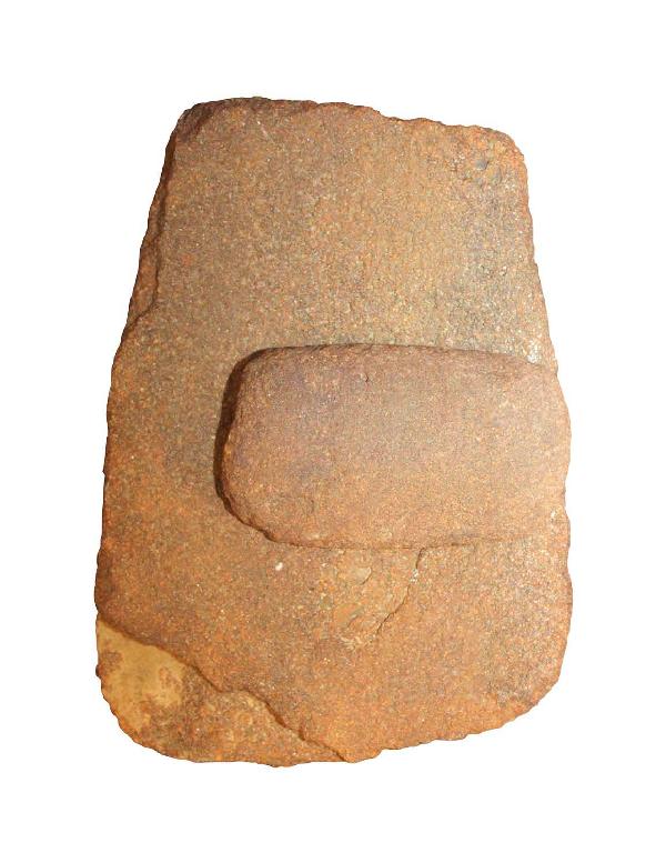 13 1/4" Metate and Mano. Southwestern: 13 1/4" Metate and Mano. Very nice example. Southwestern. Big, heavy