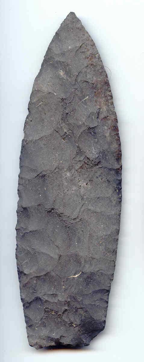 6" Parallel Flaked Lanceolate. Ex-Ron Helman: 6" Parallel Flaked Lanceolate. Erie Co, OH. Nellie Chert. Ex-Ron Helman