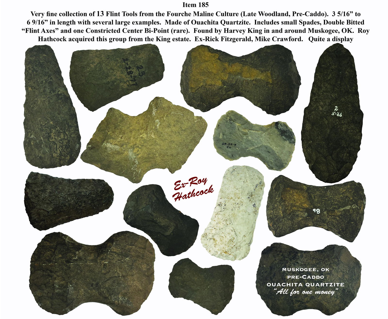 13 Flint Tools .  Ex-Fitzgerald, Roy Hathcock, Harvey (1 of 8)