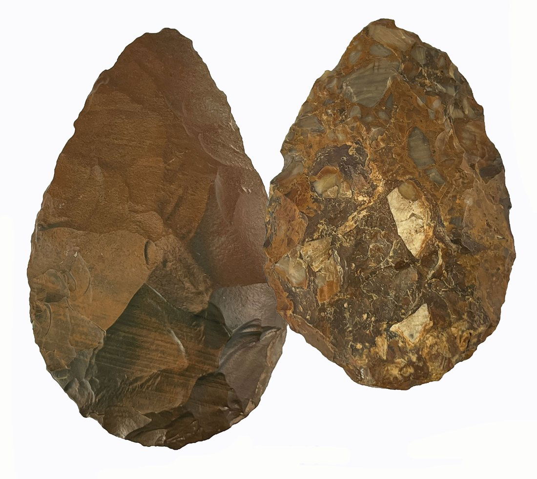 2 Acheulean Hand Axes (5" and 6 1/4").  N. Sahara. (1 of 1)