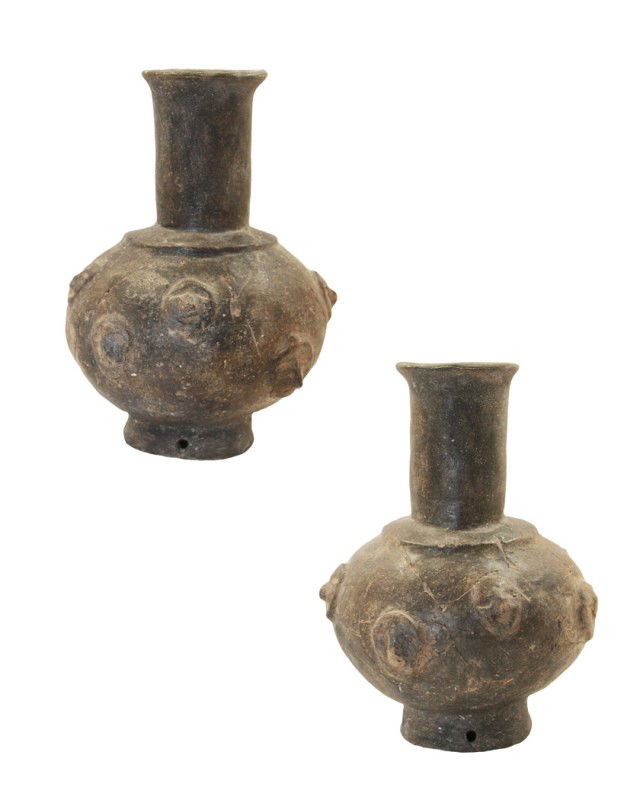 8" Tall Face Medallion Bottle on Pedastal Base: 8" Tall Face Medallion Bottle on Pedastal Base. Crosskno Site. Broken, glued with little or no restoration. Pictured in Tom Davis Relics. Will be pictured in the upcoming full color book titled, Parta