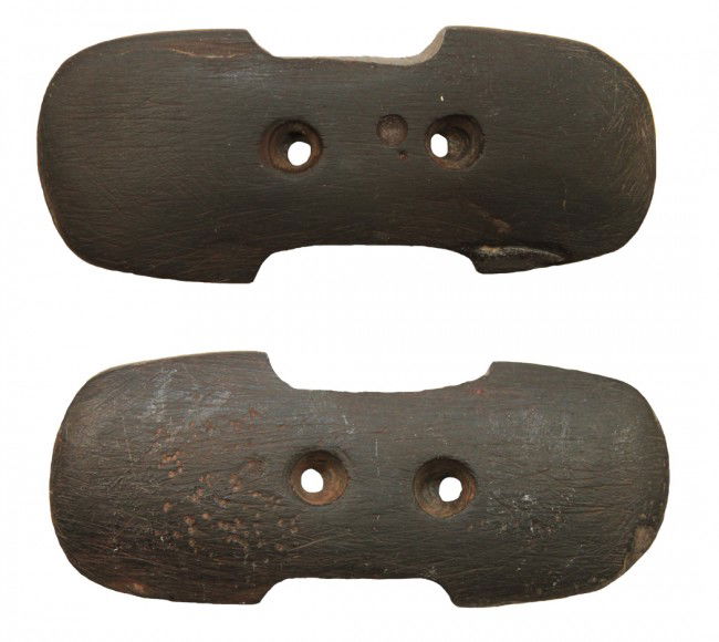 3 5/8" Indented Gorget. Jackson and Partain Paper: 3 5/8" Indented Gorget. Jackson and Partain Papers. Marion Co, OH. Brown Slate. Rare type