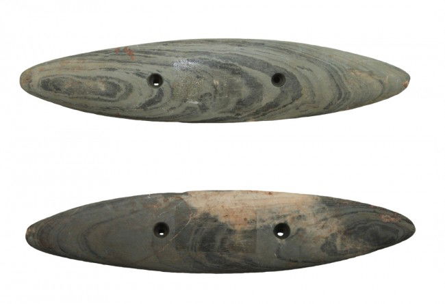 6 3/4" Glacial Kame Gorget. Davis G9 Paper: 6 3/4" Glacial Kame Gorget. Davis G9 Paper. Shelby Co, OH. Large and fine. Will be pictured in the book coming out this summer, Partain Relics