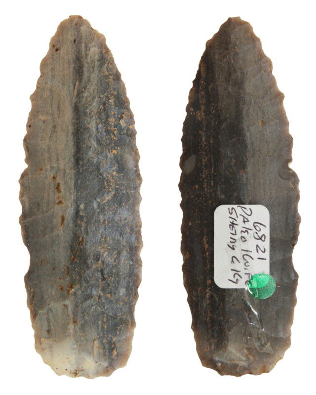 3 5/16" Paleo Knife. Partain Paper. Shelby Co, K: 3 5/16" Paleo Knife. Partain Paper. Shelby Co, KY. Tyrone Chert. Pictured in 4/08 Bill Stewart Catalog. Will be pictured in the book coming out this summer, Partain Relics